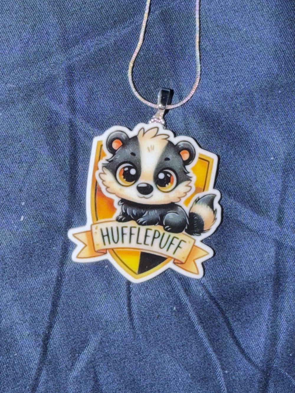 Hufflepuff Yellow & Black Cute Badger Pendant Necklace -